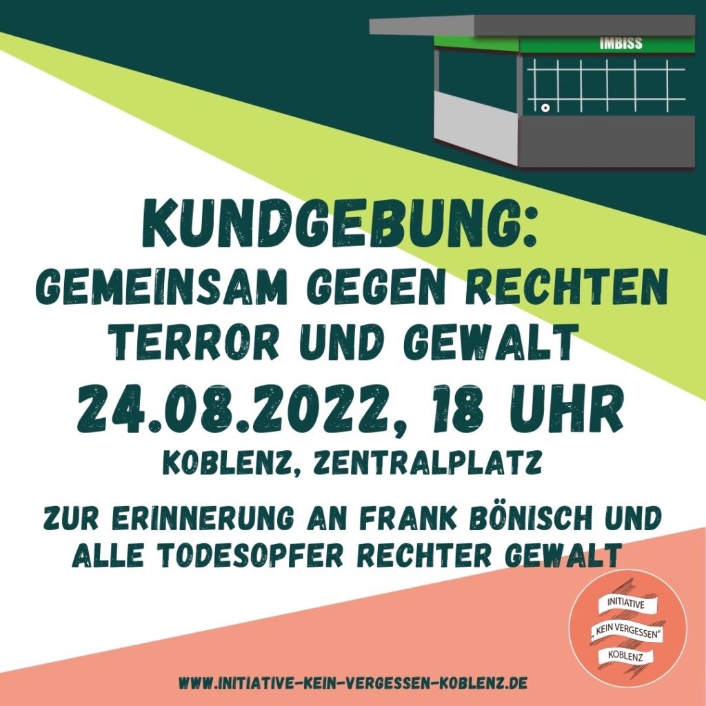 Kundgebung Initiative Kein Vergessen Koblenz 24.08.2022 Flyer