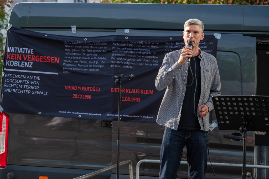 Kundgebung Initiative Kein Vergessen Koblenz 24.08.2022 Sebastian Hebeisen DGB